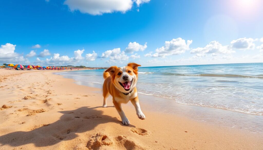 Hund am Strand in Spanien