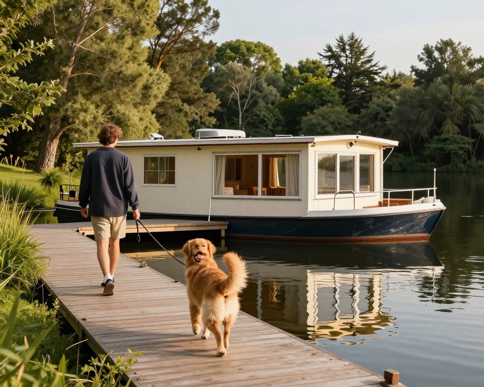 Hausboot Gassi gehen mit Hund Hausboot Gassi gehen mit Hund